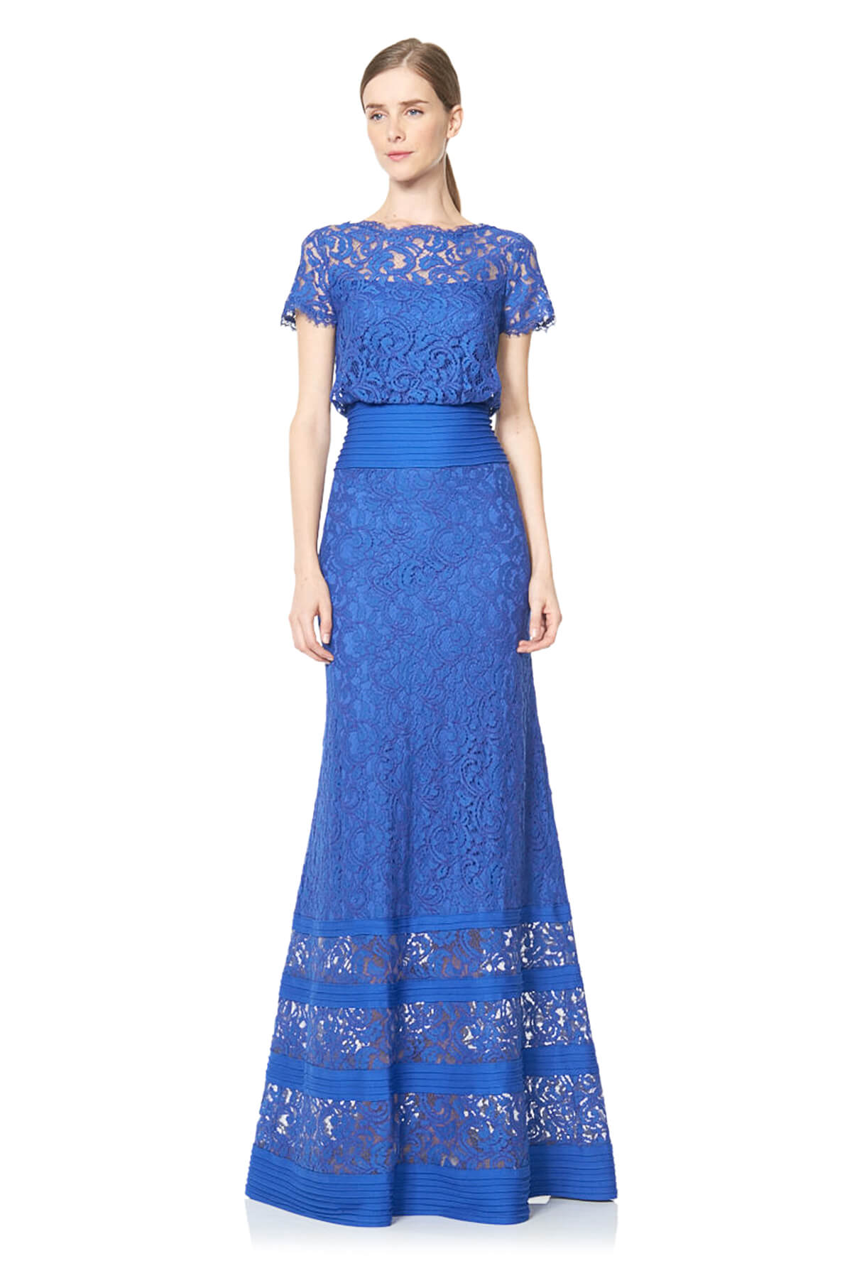 Tadashi Shoji - Blouson Waist Embroidered Lace Gown