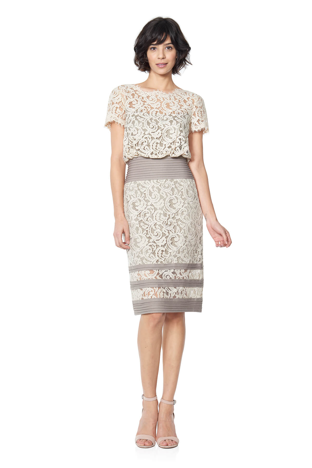 Tadashi Shoji - Blouson Waist Embroidered Lace Dress