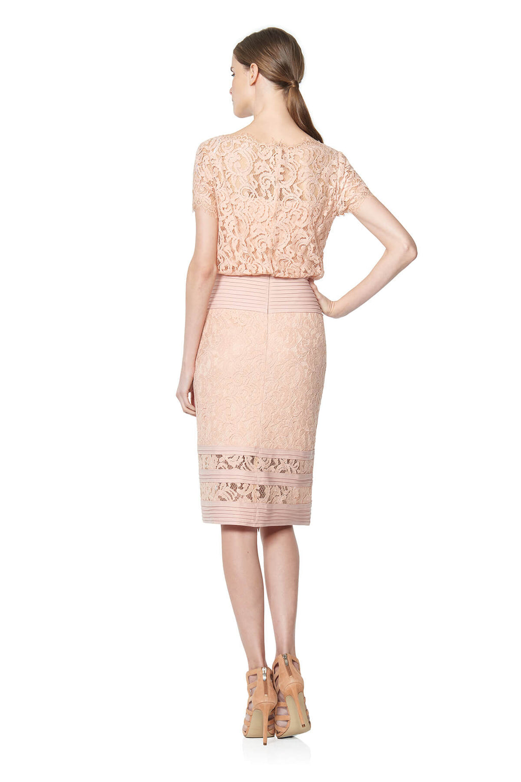 Tadshi Shoji - Blouson Waist Embroidered Lace Dress