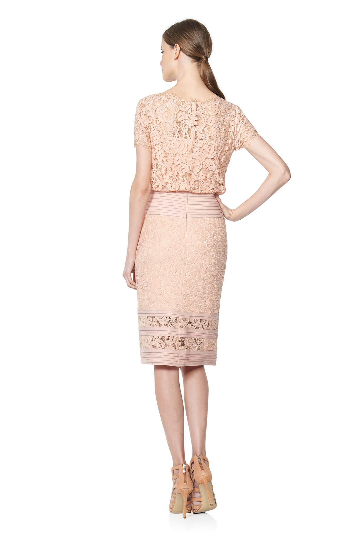 Tadshi Shoji - Blouson Waist Embroidered Lace Dress