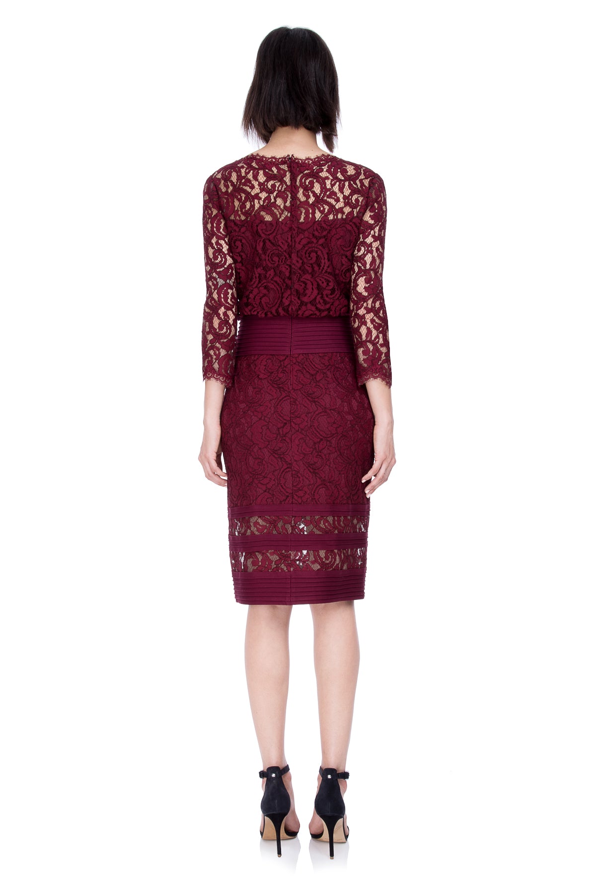Tadashi Shoji - Blouson Waist Embroidered Lace Dress