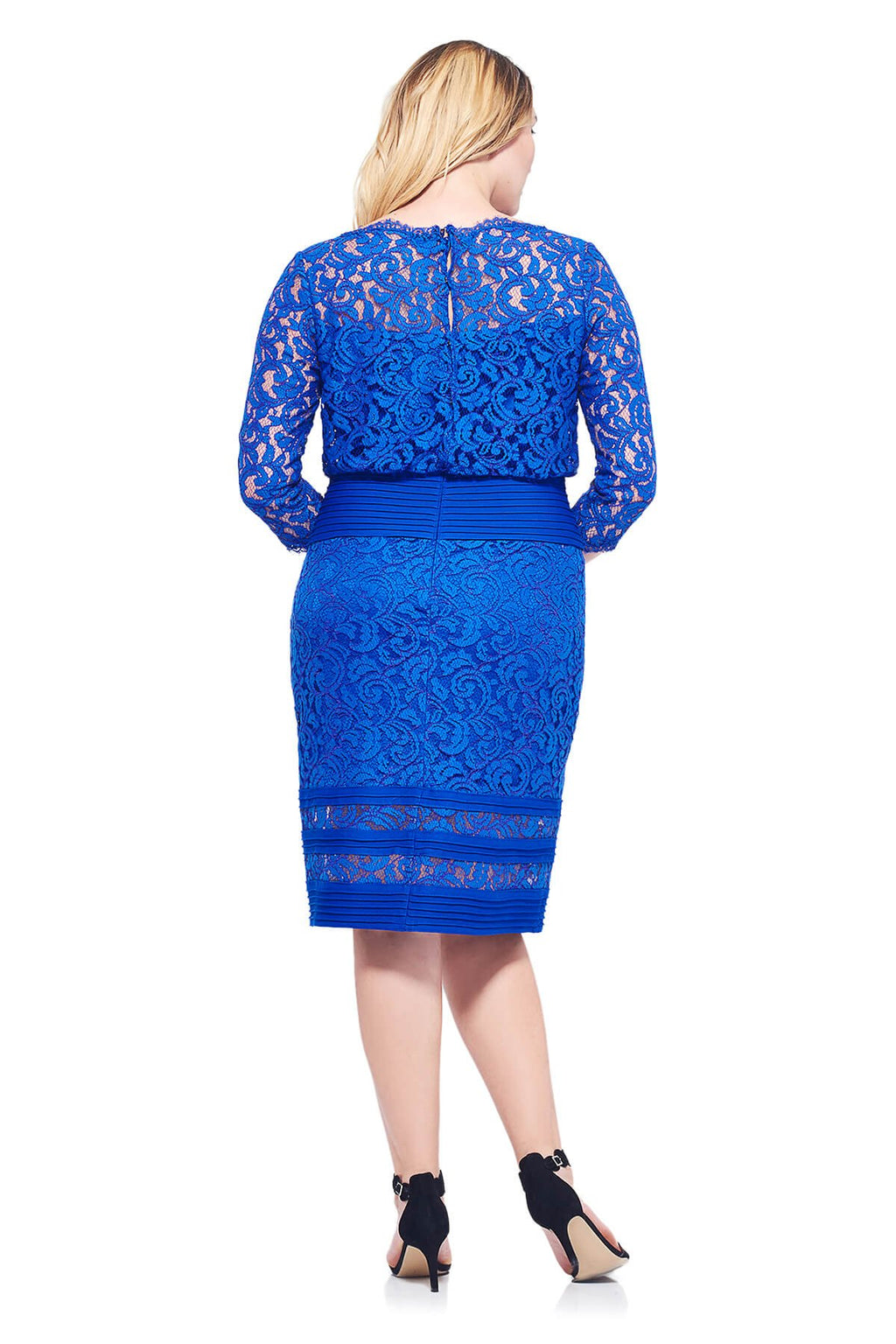 Blouson Waist Embroidered Lace Dress - PLUS SIZE