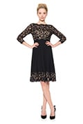 Lace and Pintuck Jersey 3/4 Sleeve Dress