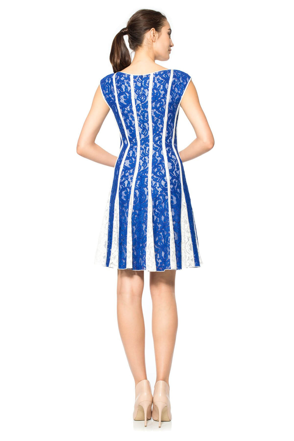 Lace-Paneled Dress with Contrast Godets