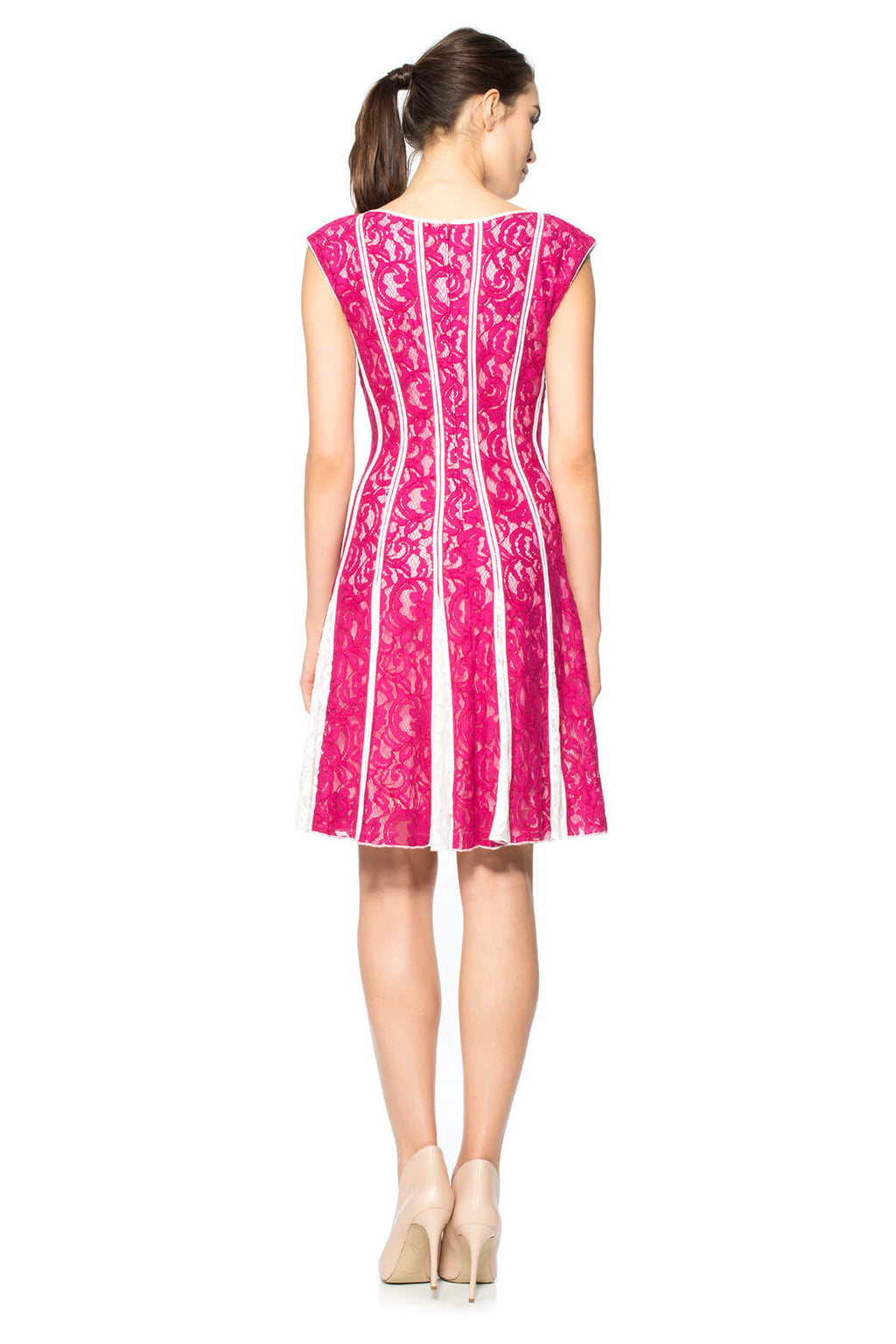 Lace-Paneled Dress with Contrast Godets