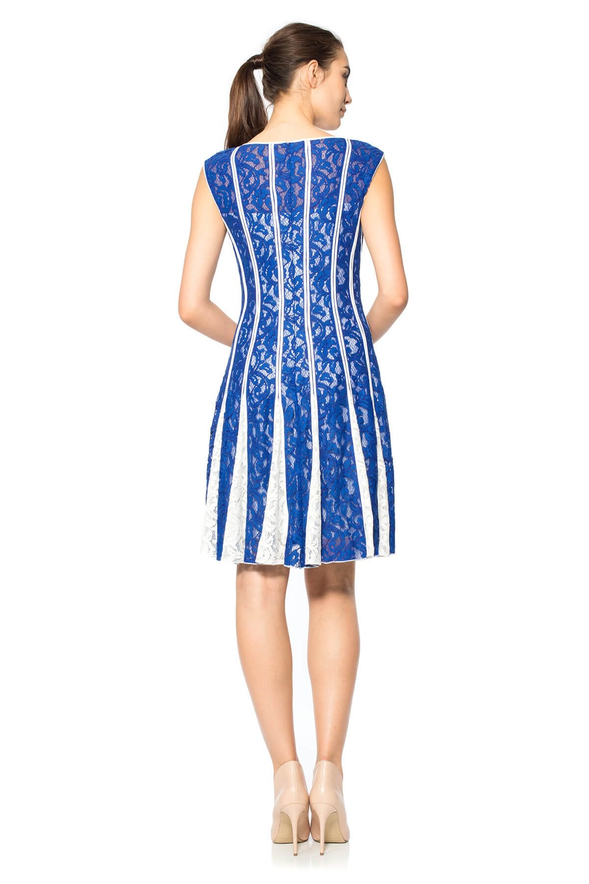 Lace-Paneled Dress with Contrast Godets