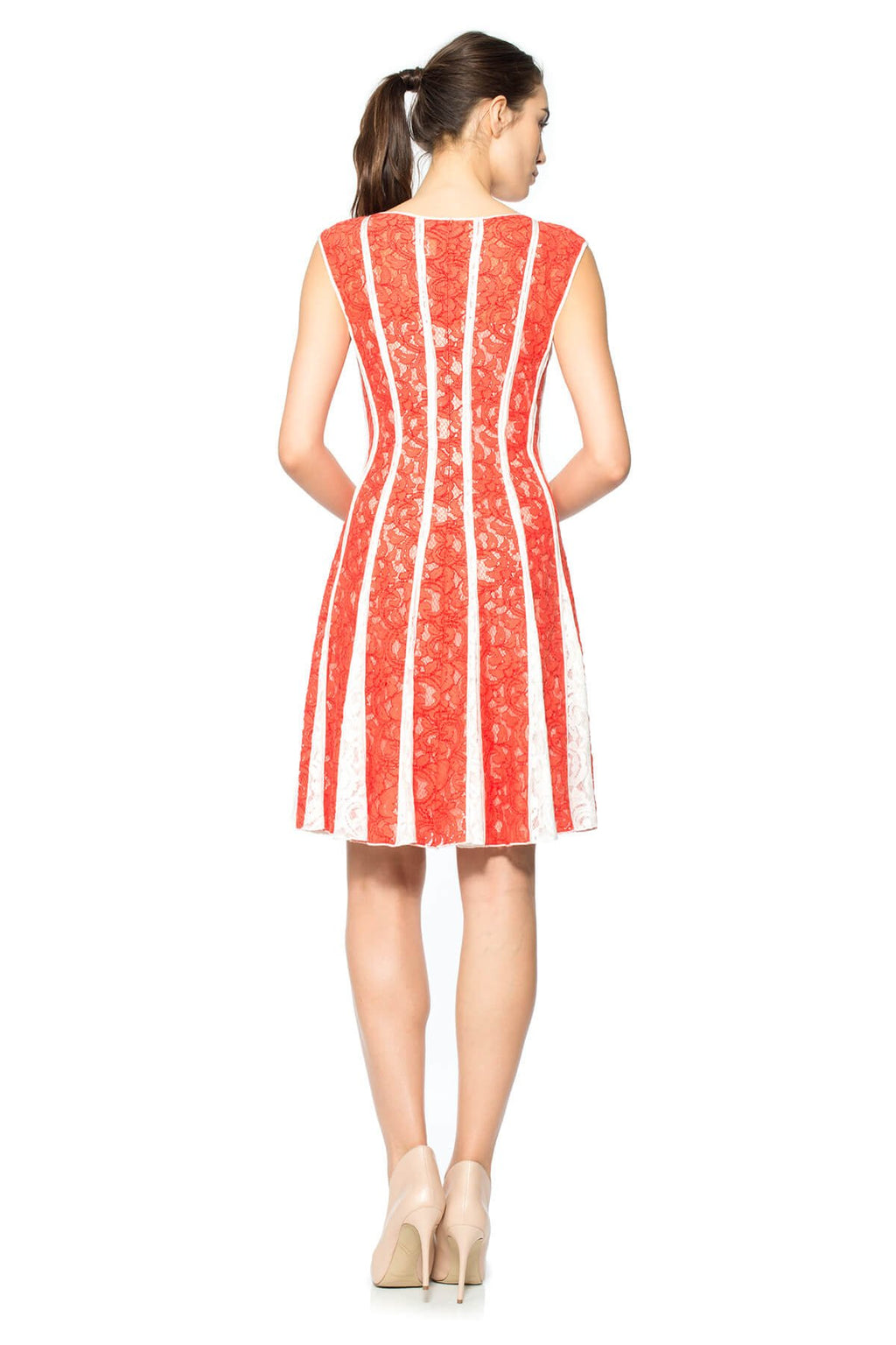 Lace-Paneled Dress with Contrast Godets