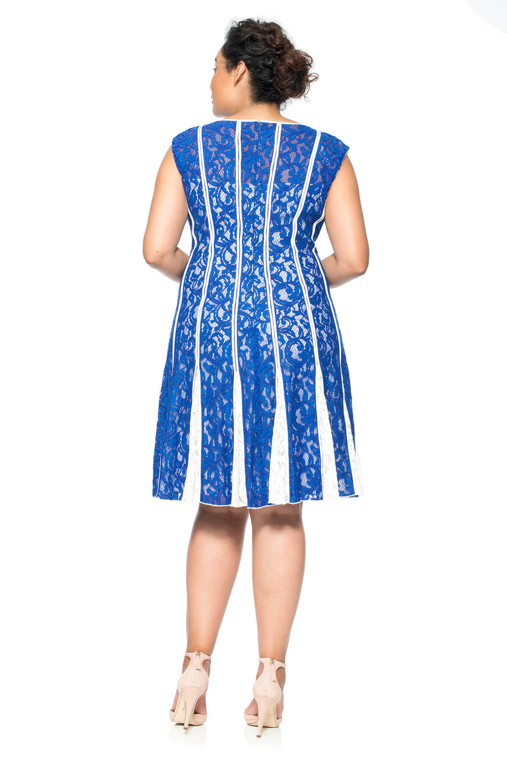 Lace-Paneled Dress with Contrast Godets - PLUS SIZE