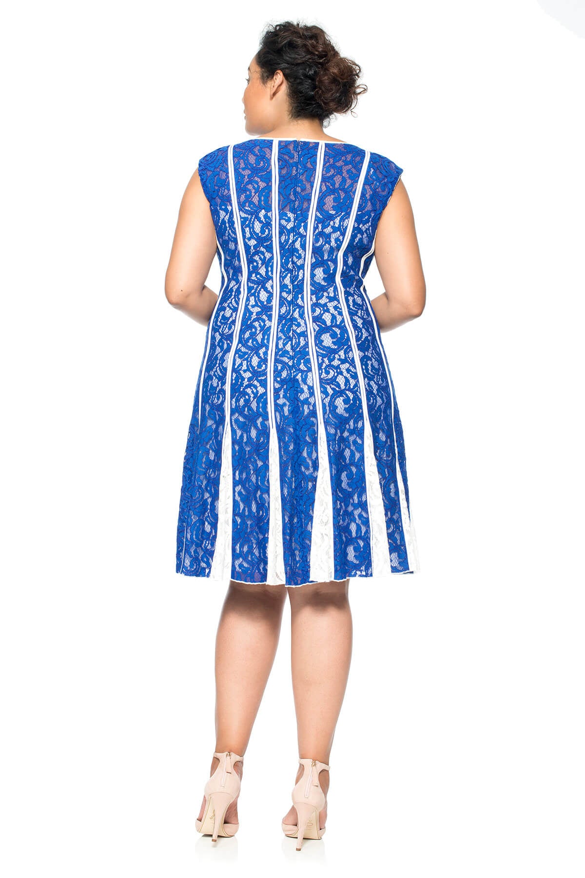 Lace-Paneled Dress with Contrast Godets - PLUS SIZE