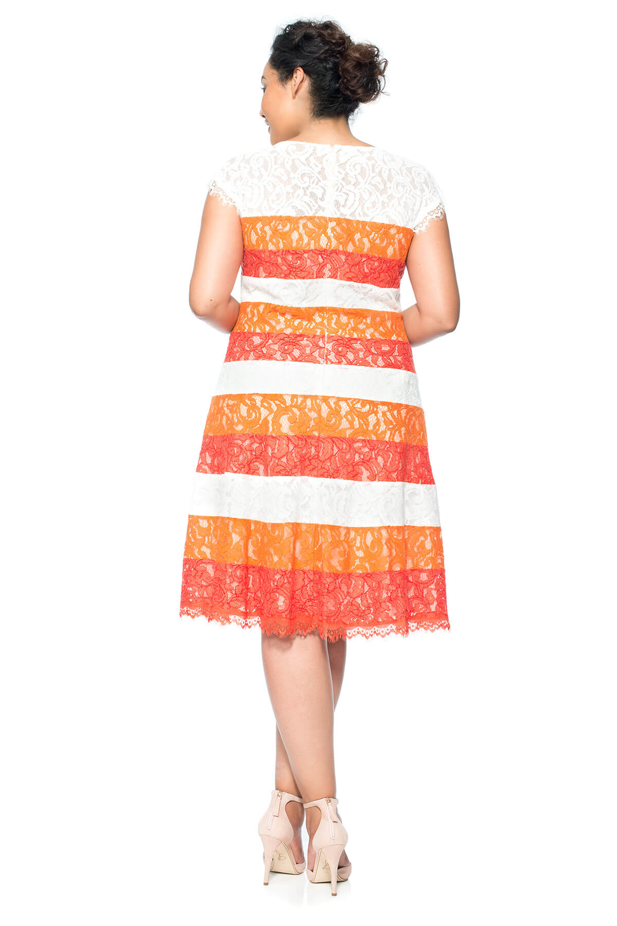 Ombre Lace Cap Sleeve Cocktail Dress - PLUS SIZE