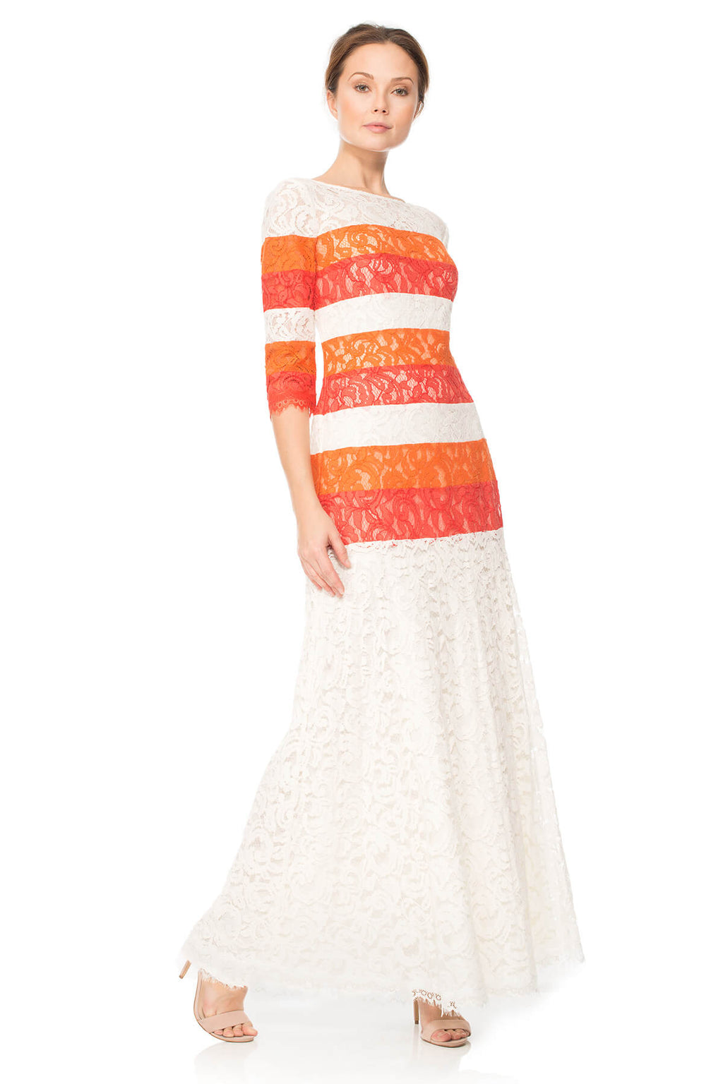 Ombre Lace 3/4 Sleeve Gown