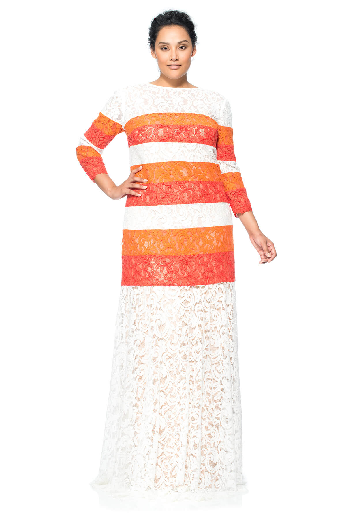 Ombre Lace 3/4 Sleeve Gown - PLUS SIZE