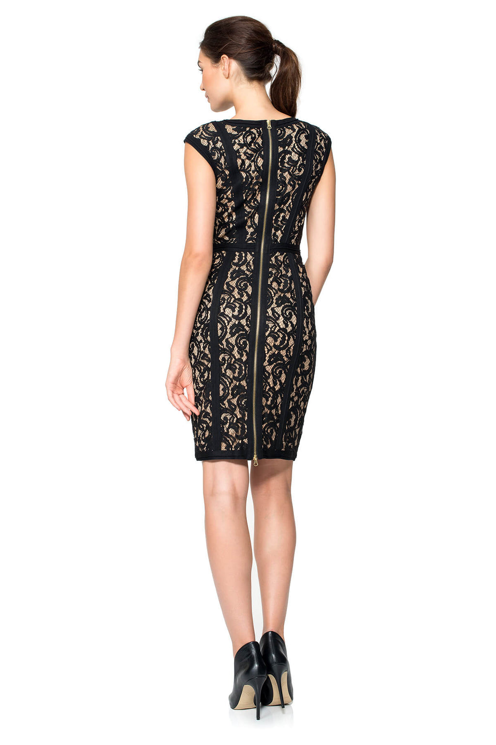 Lace Boatneck Cap Sleeve Dress