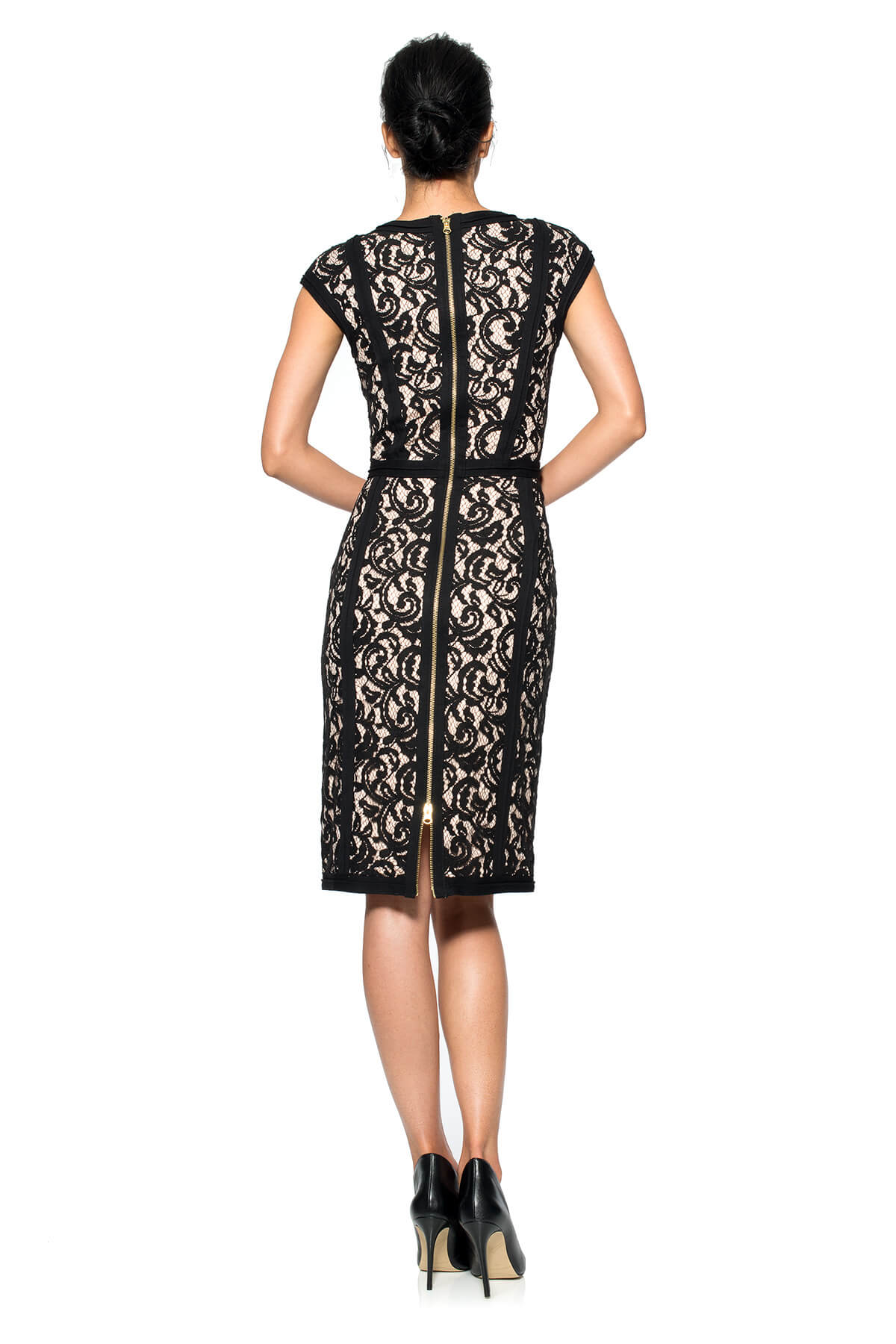 Lace Boatneck Cap Sleeve Dress