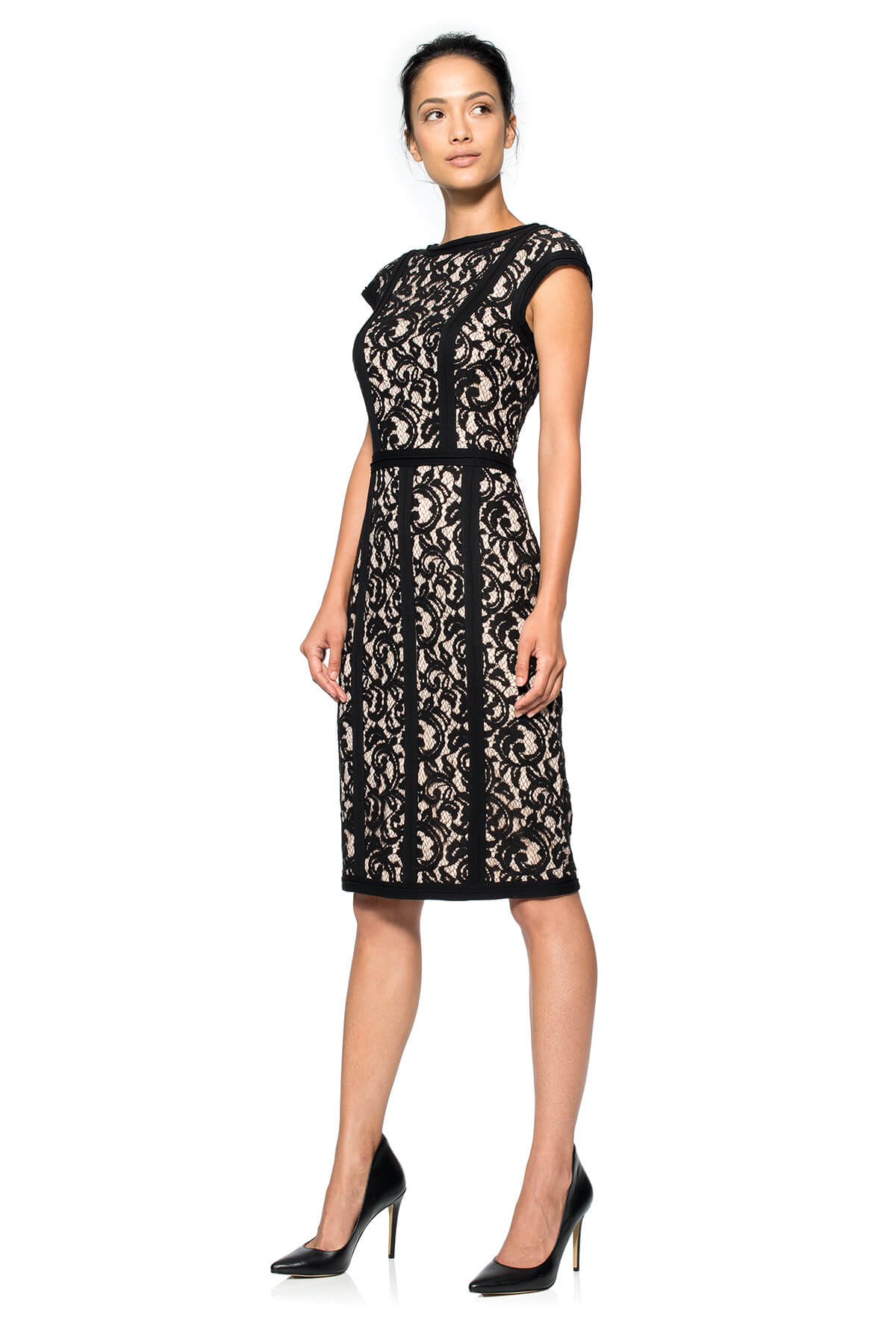 Lace Boatneck Cap Sleeve Dress