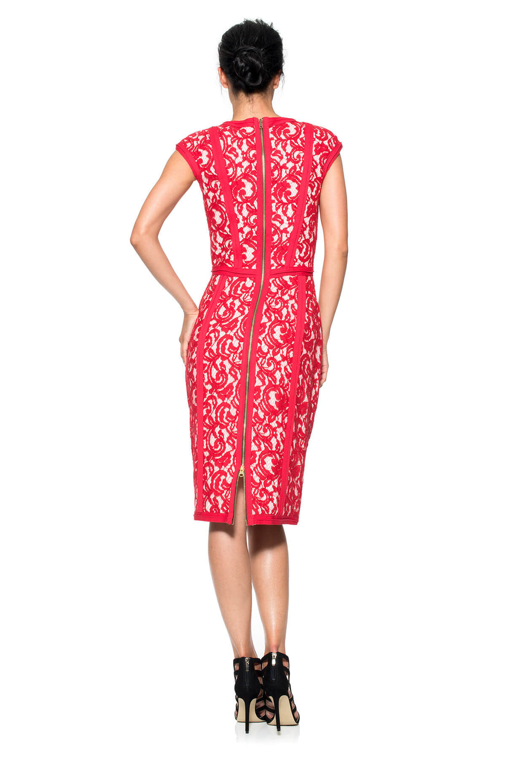 Lace Boatneck Cap Sleeve Dress