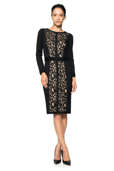 bhldn long-sleeve high-neck lace fit & flare mini dress Looking Lovely Lace Bell Sleeve Mini Dress