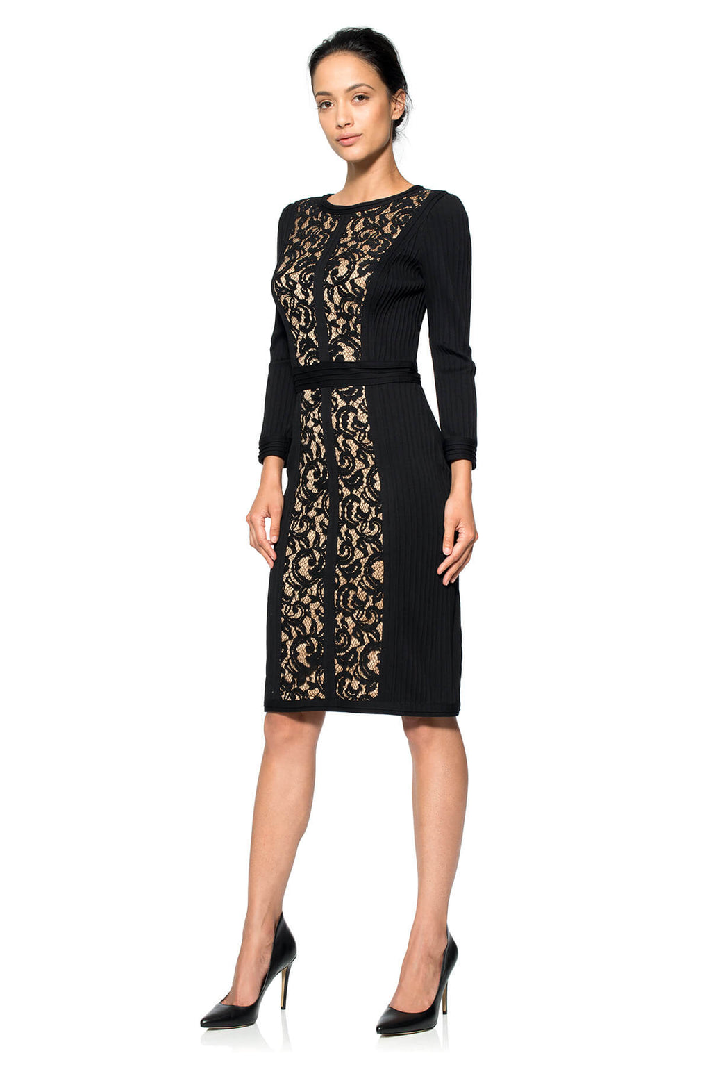 Lace Boatneck 3/4 Sleeve Dress