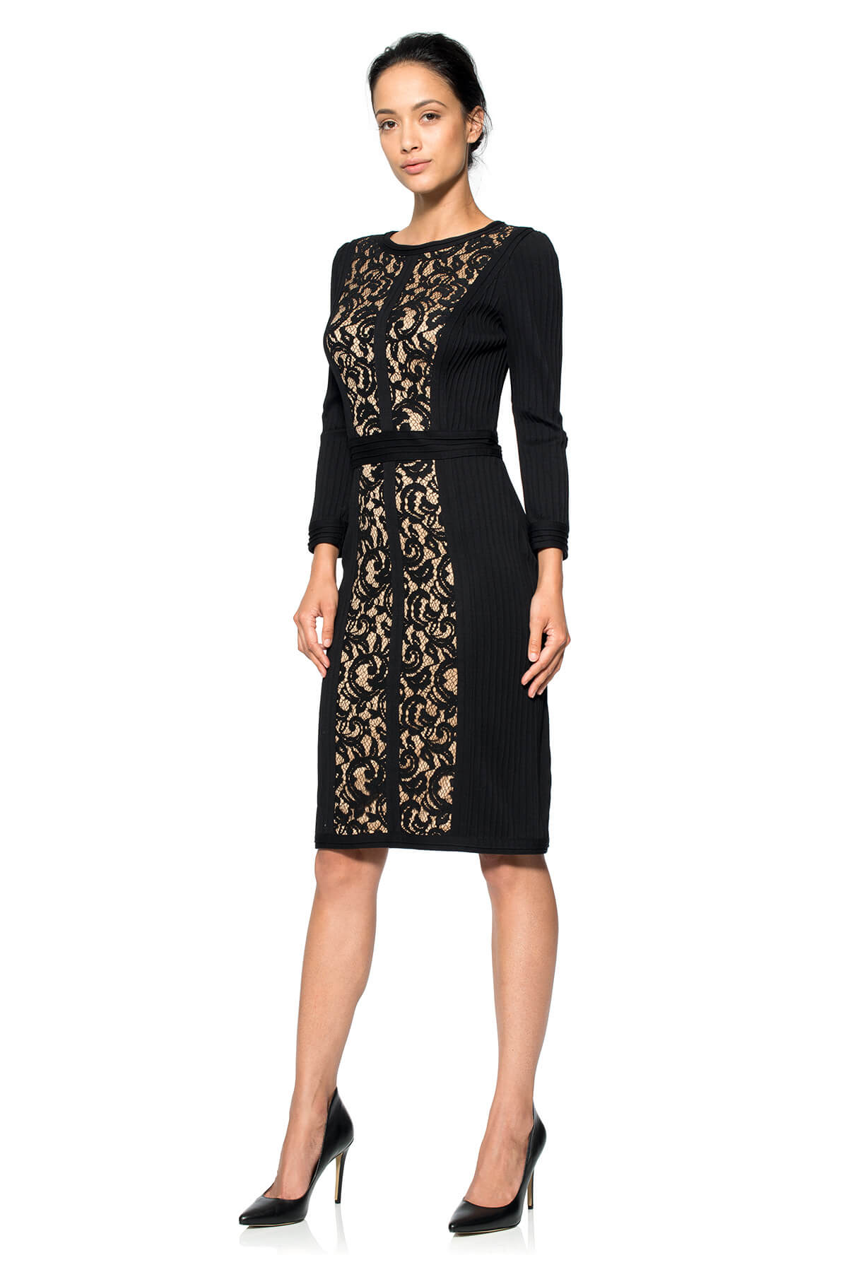 Lace Boatneck 3/4 Sleeve Dress