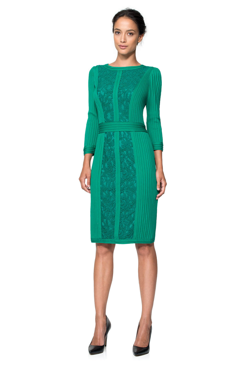 Lace Boatneck 3/4 Sleeve Dress