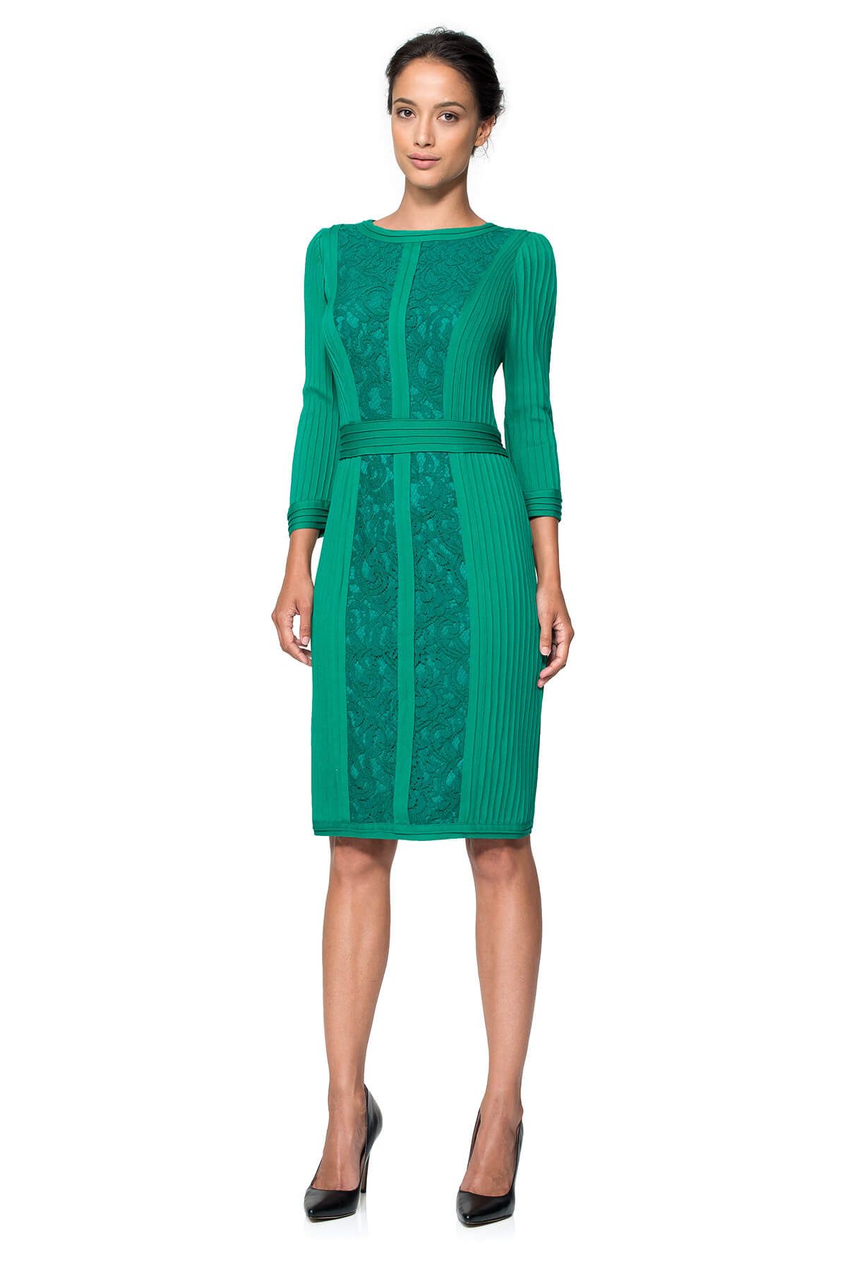 Lace Boatneck 3/4 Sleeve Dress