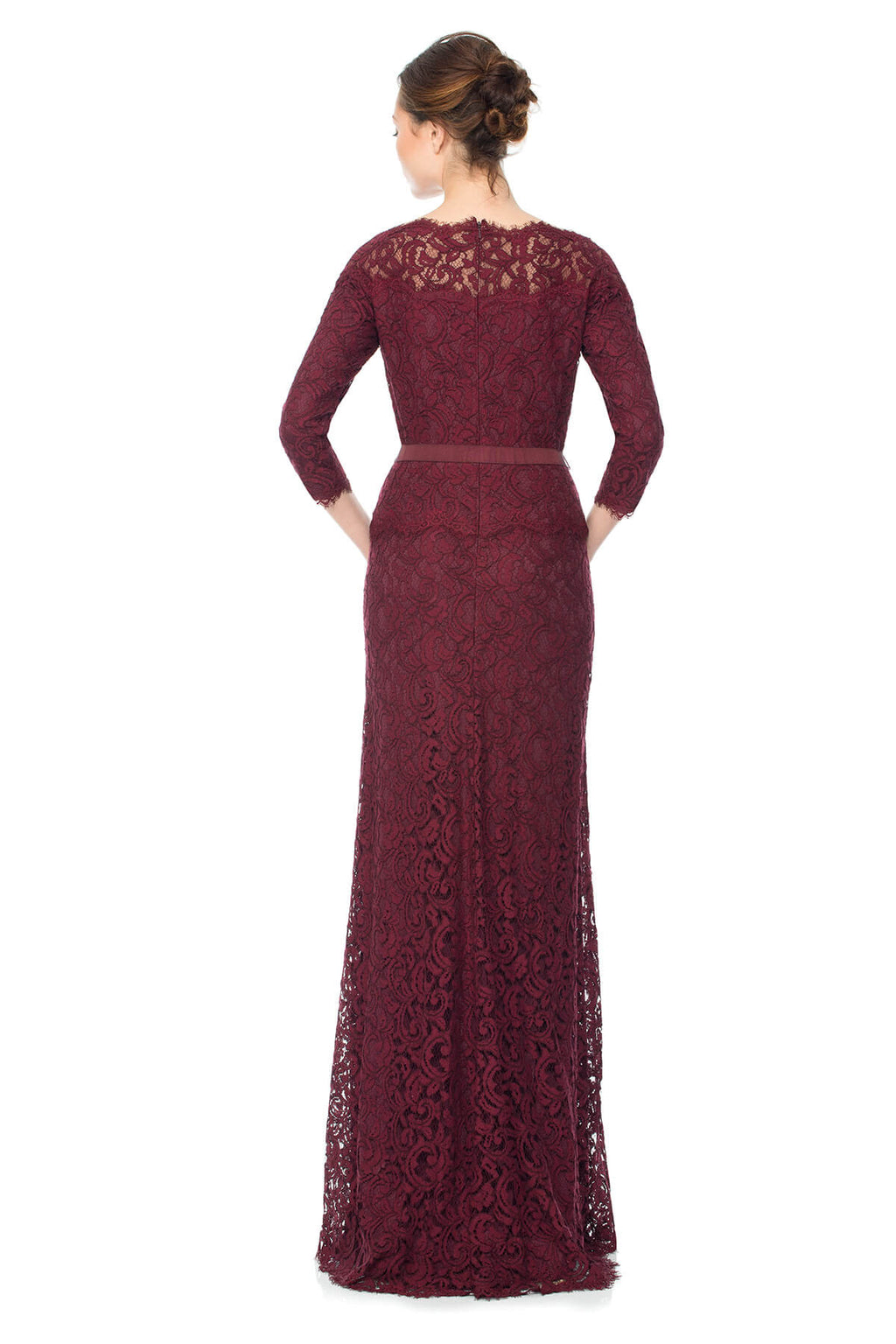 Tadashi Shoji - Illusion Lace 3/4 Sleeve Gown