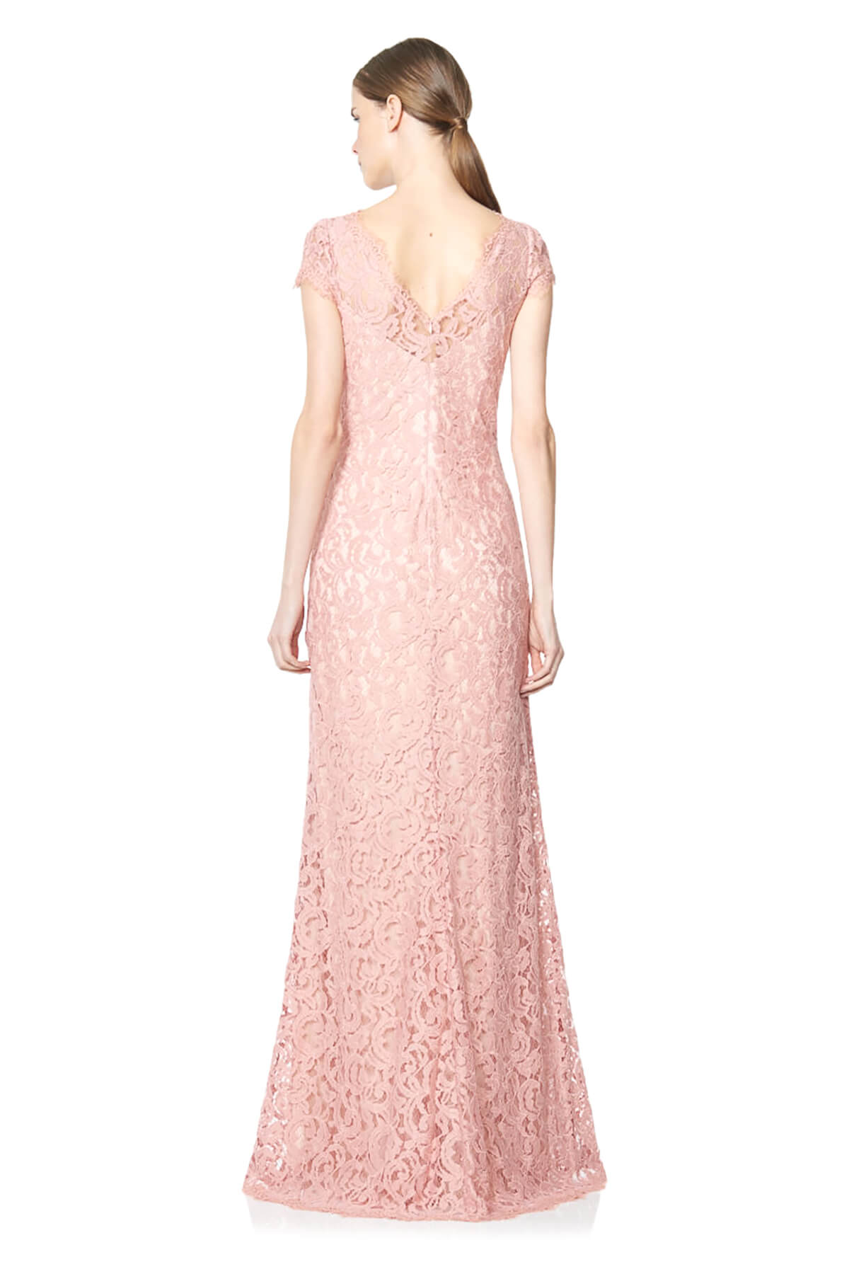 Tadashi Shoji - Embroidered Lace Cap Sleeve Gown