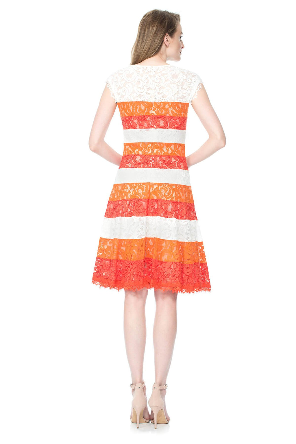 Ombre Lace Cap Sleeve Cocktail Dress
