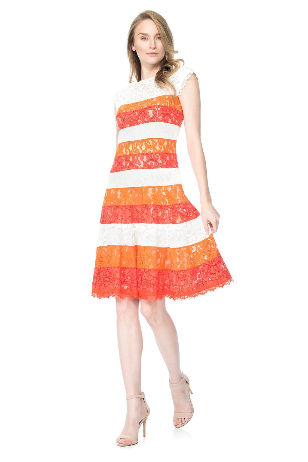 Ombre Lace Cap Sleeve Cocktail Dress