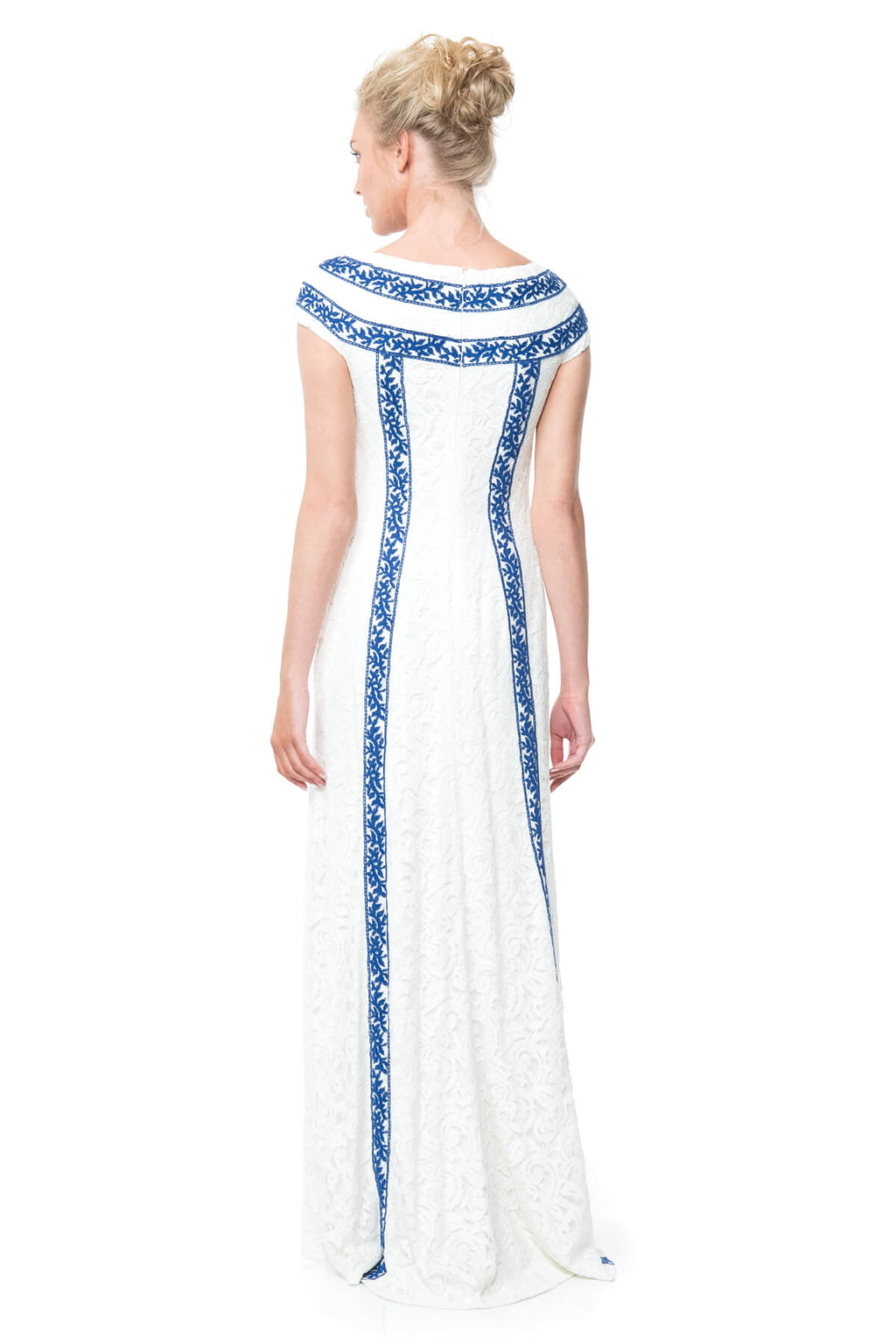 Contrast Banded Lace Gown