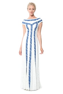 Contrast Banded Lace Gown