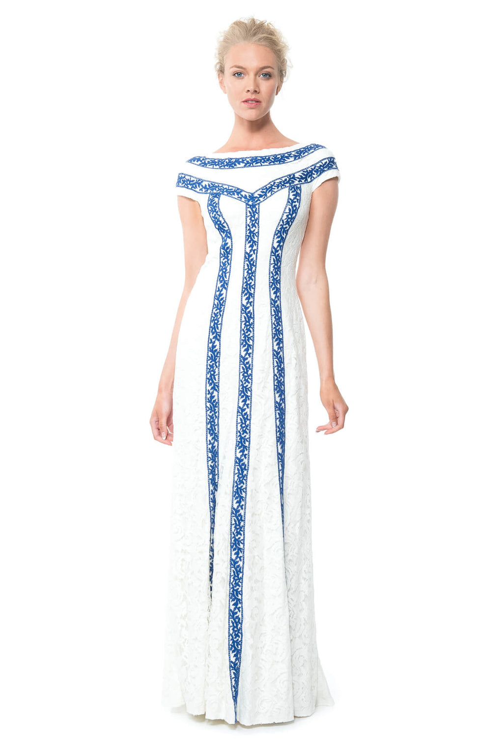 Contrast Banded Lace Gown