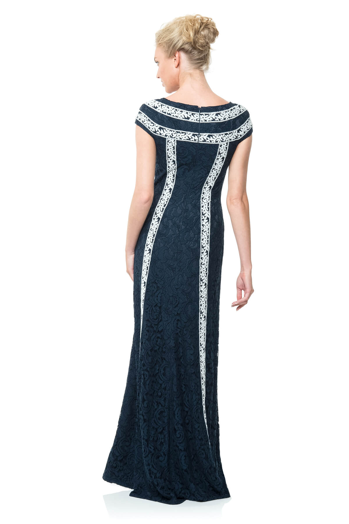 Contrast Banded Lace Gown