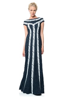 Contrast Banded Lace Gown