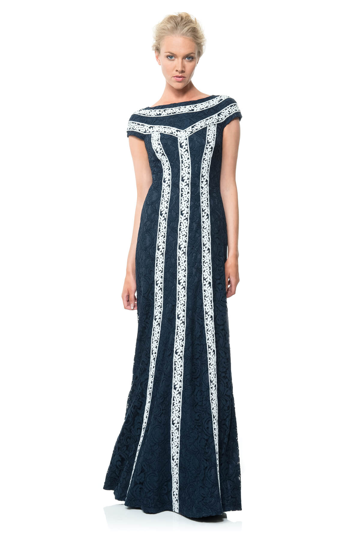 Contrast Banded Lace Gown
