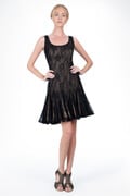 Mesh Overlay Dress in Black / Nude