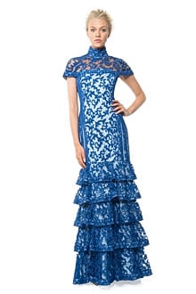 Tiered Embroidered Lace Gown