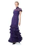 Tiered Embroidered Lace Gown