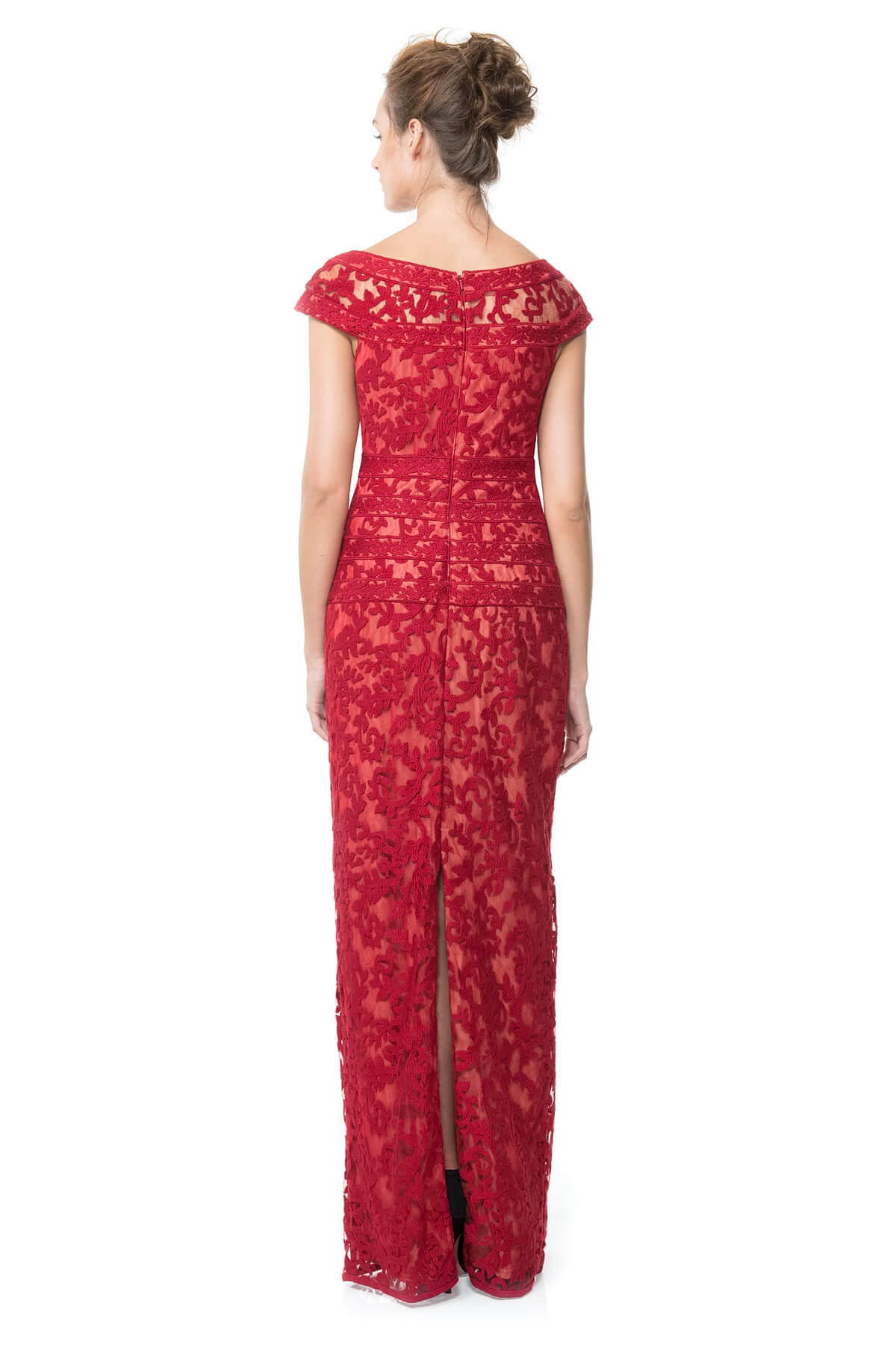 Embroidered Banded Lace Gown