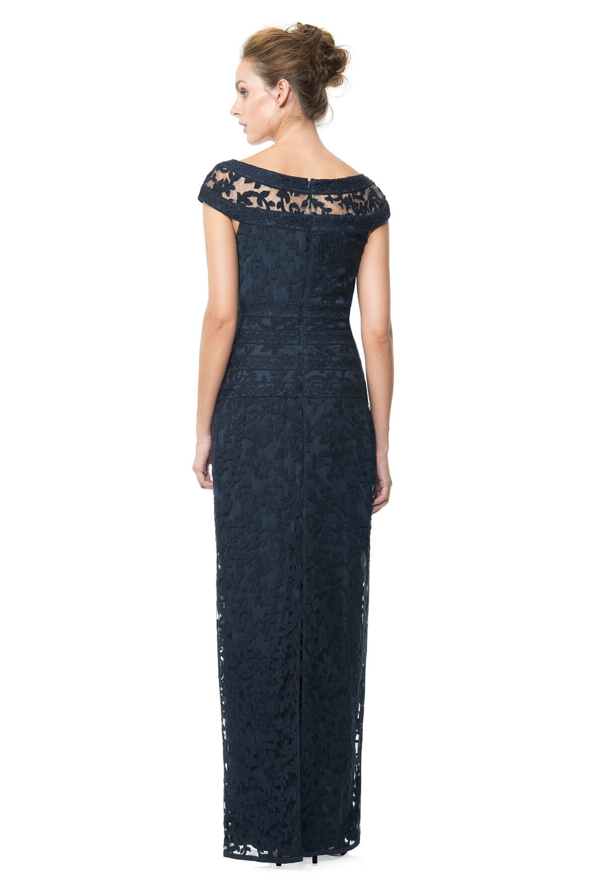 Embroidered Banded Lace Gown