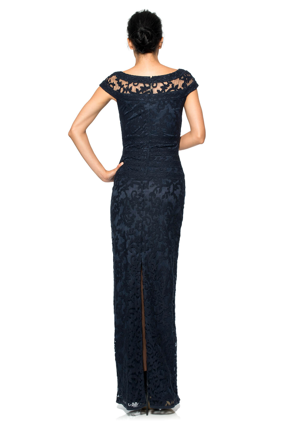 Embroidered Banded Lace Gown