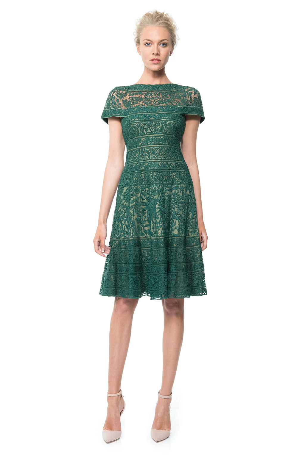 Embroidered Banded Lace Dress