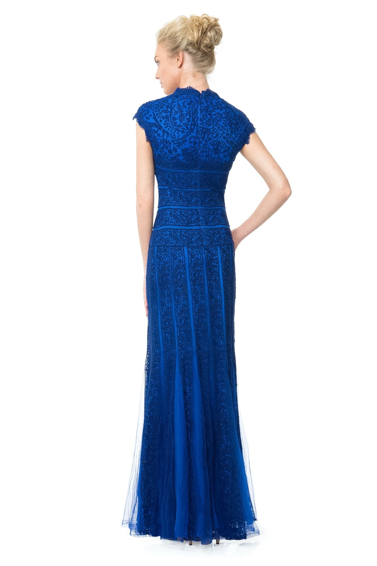 Embroidered Banded Lace Gown