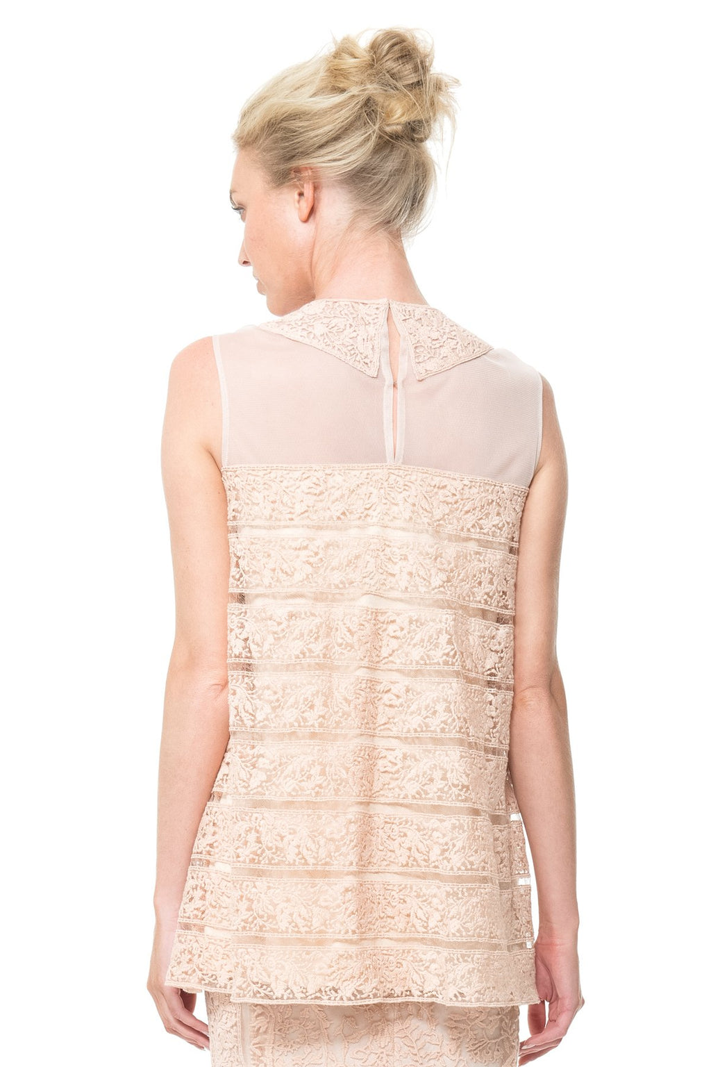 Embroidered Banded Lace Blouse in Desert Bloom