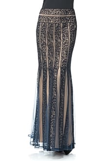 Embroidered Lace Banded Maxi Skirt