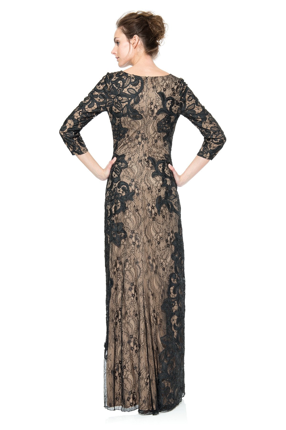 Asymmetric Lace 3/4 Sleeve Gown