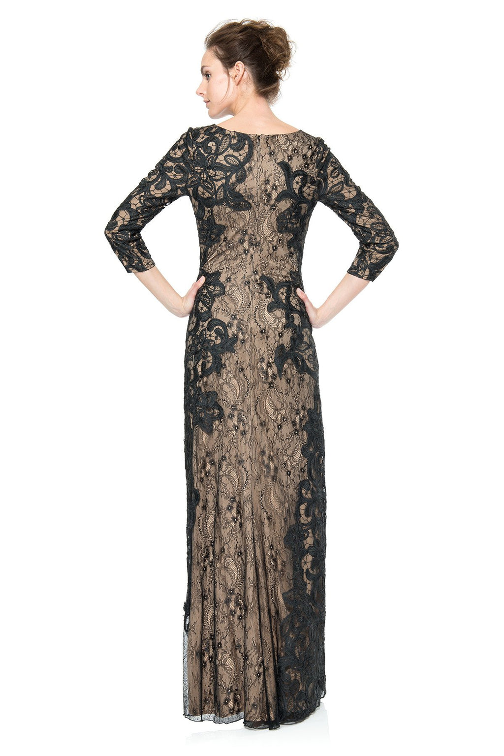 Asymmetric Lace 3/4 Sleeve Gown