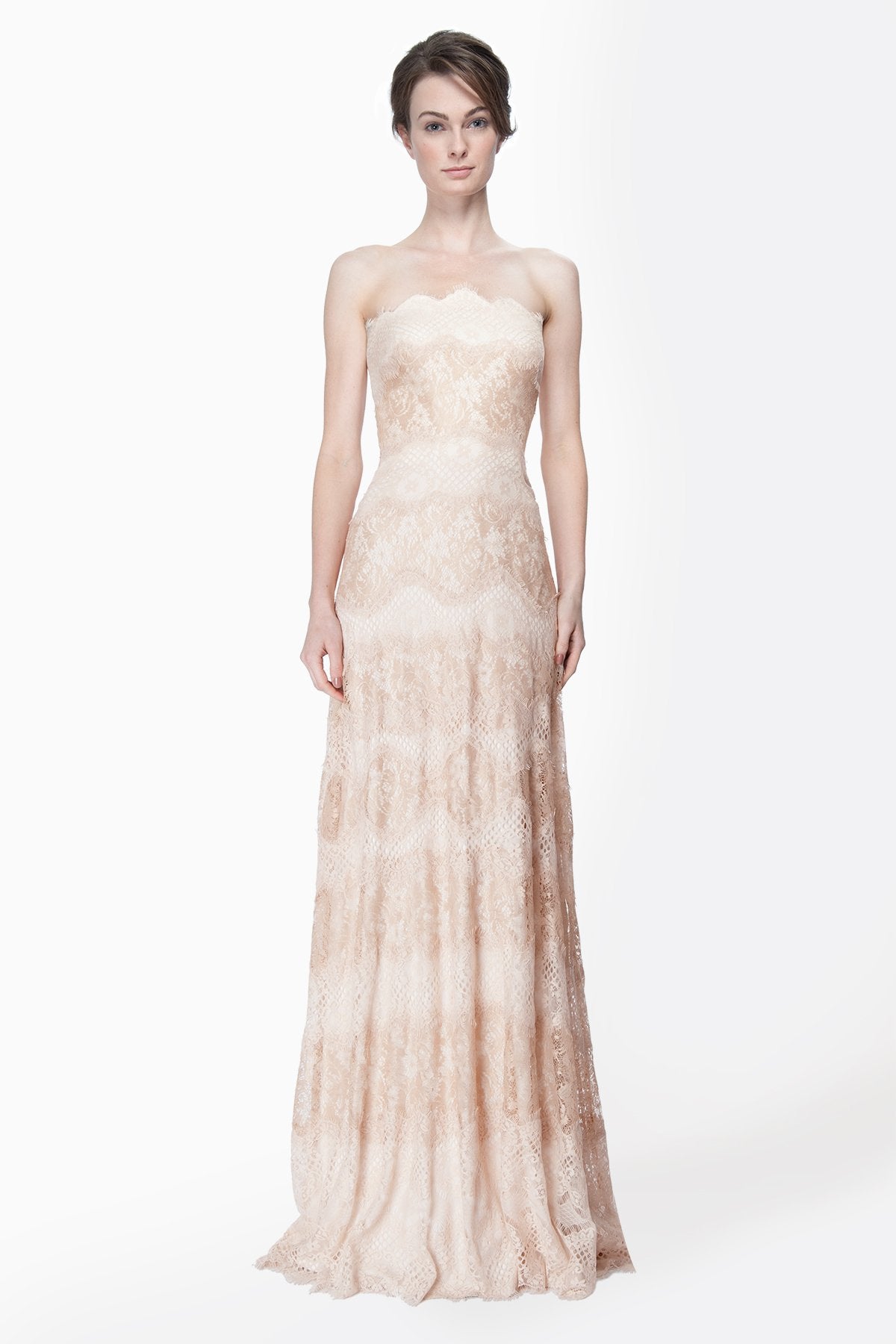 Chantilly Lace Strapless Gown in Desert Bloom