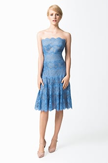 Chantilly Lace Strapless A-Line Dress in Blue Stone