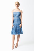 Chantilly Lace Strapless A-Line Dress in Blue Stone